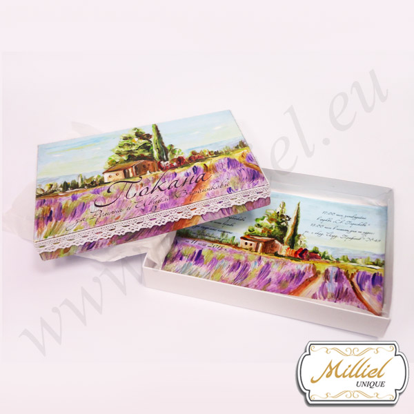 61-256-6.90lv Hand Painted invitation "Provence Lavender" - Image 1
