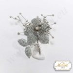 Luxury wedding boutonniere of Swarovski crystals and silver beads