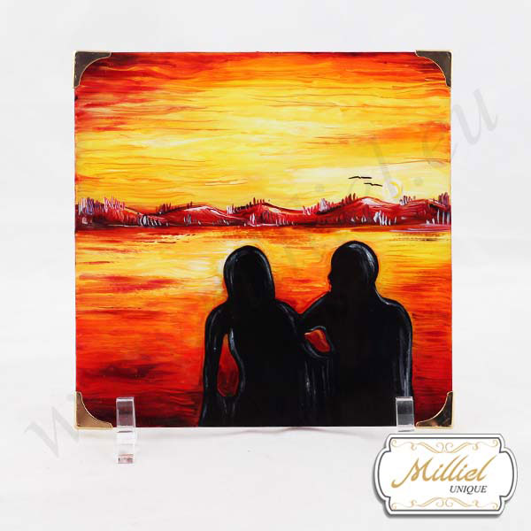 42028 36.99лв Glass Card "The Sunset of Lovers" in Yellow - Image 1